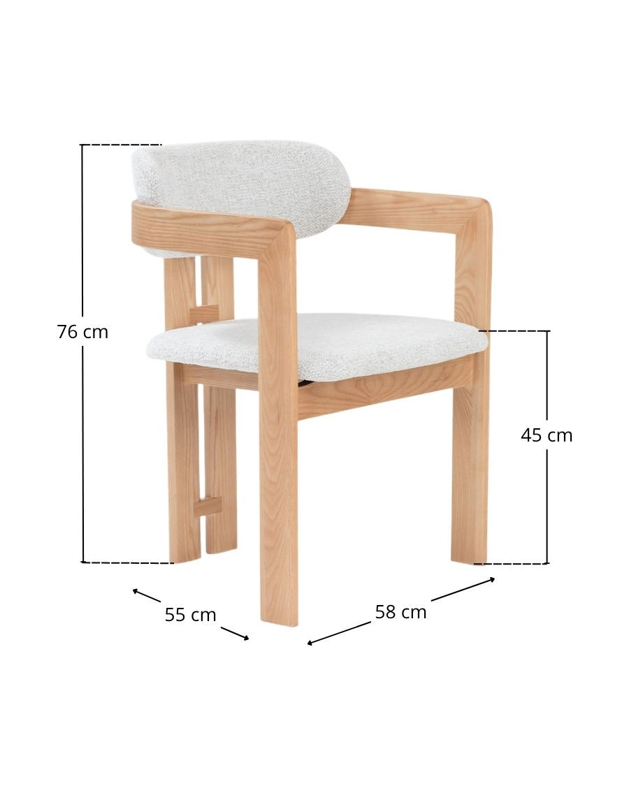 Niko - Dining chair in lacquered ash wood with upholstered fabric seat