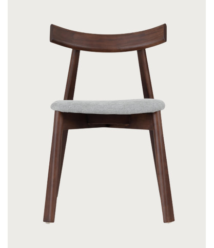 Nami - Chaise de salle à manger en bois de frêne laqué, finition noyer ou chêne, avec assise en tissu
