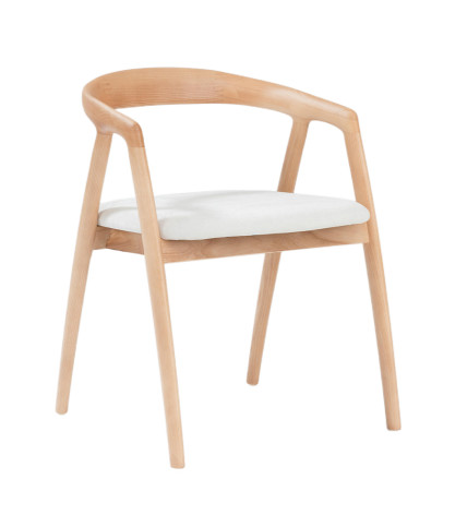 Yori - Chaise de salle à manger en bois de frêne laqué avec assise rembourrée en tissu