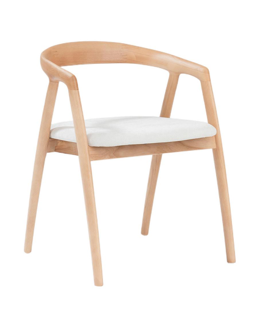 Yori - Chaise de salle à manger en bois de frêne laqué avec assise rembourrée en tissu