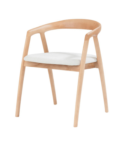 Yori - Chaise de salle à manger en bois de frêne laqué avec assise rembourrée en tissu