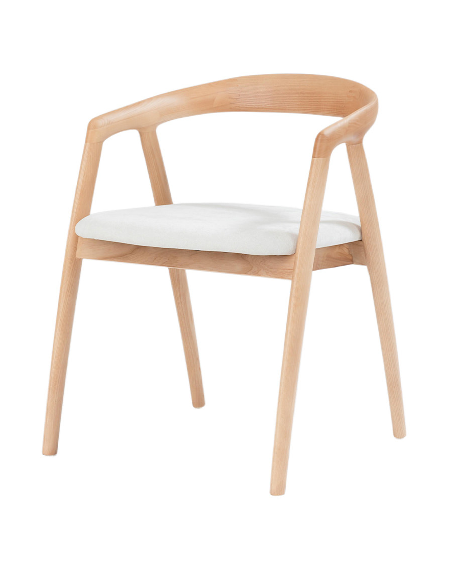 Yori - Chaise de salle à manger en bois de frêne laqué avec assise rembourrée en tissu