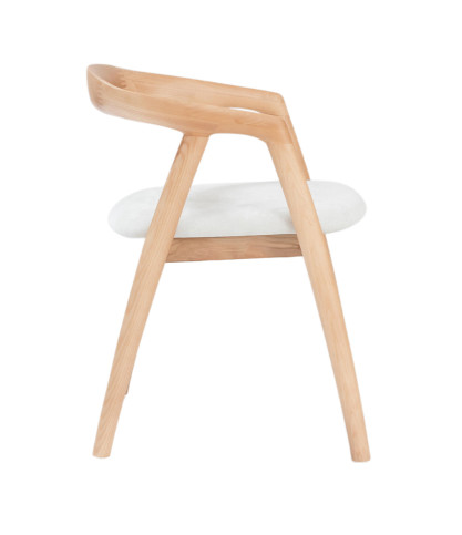 Yori - Chaise de salle à manger en bois de frêne laqué avec assise rembourrée en tissu
