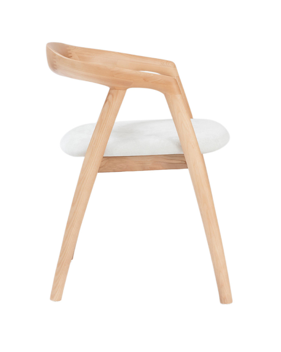 Yori - Chaise de salle à manger en bois de frêne laqué avec assise rembourrée en tissu