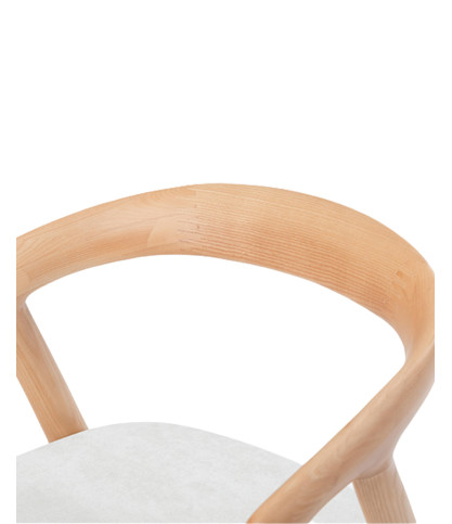 Yori - Chaise de salle à manger en bois de frêne laqué avec assise rembourrée en tissu