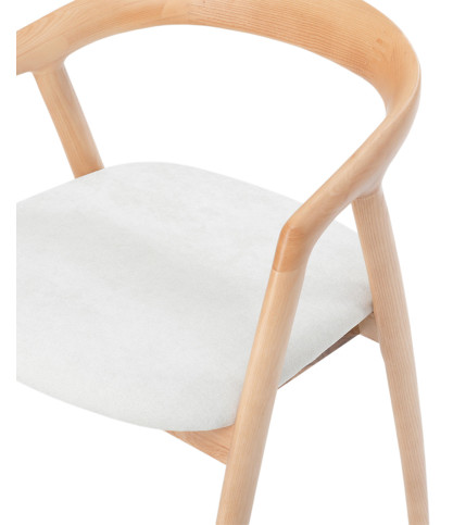 Yori - Chaise de salle à manger en bois de frêne laqué avec assise rembourrée en tissu