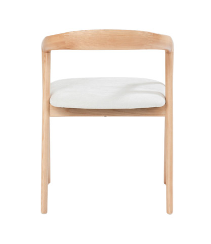 Yori - Chaise de salle à manger en bois de frêne laqué avec assise rembourrée en tissu