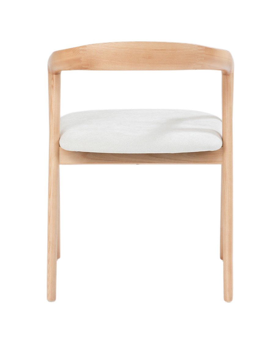 Yori - Chaise de salle à manger en bois de frêne laqué avec assise rembourrée en tissu