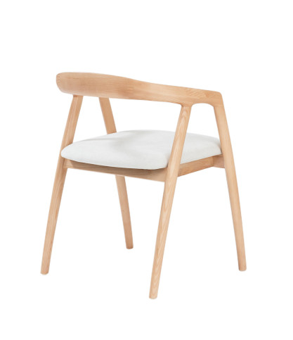 Yori - Chaise de salle à manger en bois de frêne laqué avec assise rembourrée en tissu