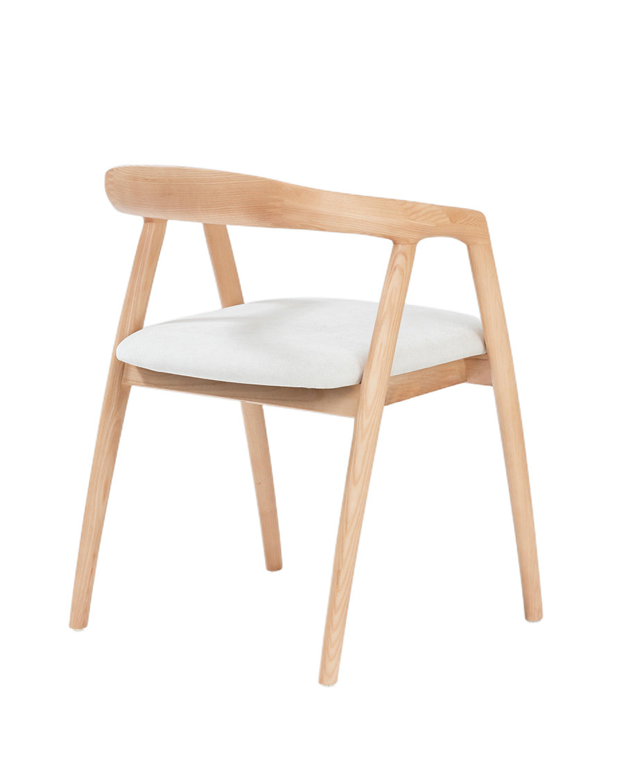 Yori - Chaise de salle à manger en bois de frêne laqué avec assise rembourrée en tissu