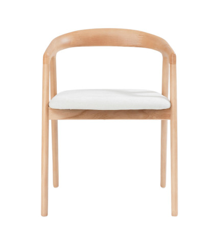 Yori - Chaise de salle à manger en bois de frêne laqué avec assise rembourrée en tissu