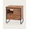 Azur - Petit meuble salle de bain industriel en teck et métal 70 cm