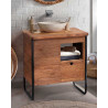 Azur - Petit meuble salle de bain industriel en teck et métal 70 cm