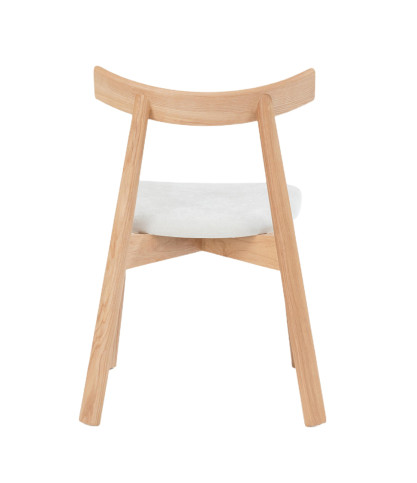 Nami Chêne - Chaise de salle à manger en bois de frêne laqué, finition chêne, avec assise en tissu