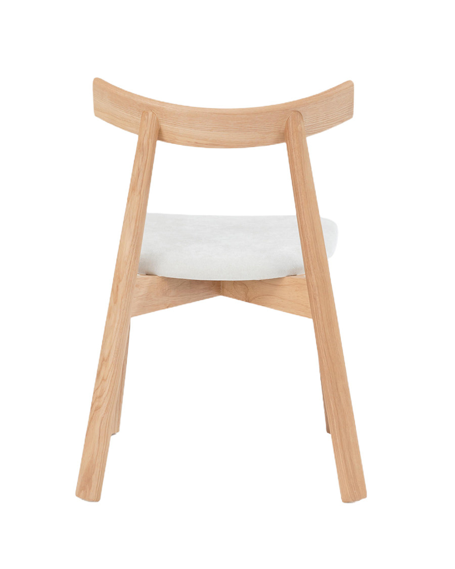 Nami Chêne - Chaise de salle à manger en bois de frêne laqué, finition chêne, avec assise en tissu