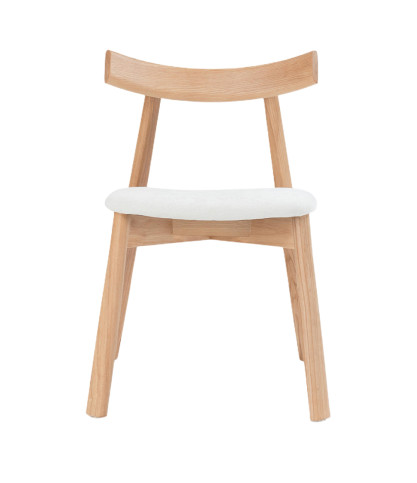 Nami Oak - Silla de comedor en madera de fresno lacada, acabado en roble, con asiento de tela.