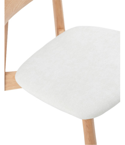 Nami Chêne - Chaise de salle à manger en bois de frêne laqué, finition chêne, avec assise en tissu