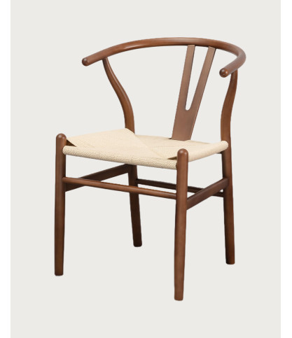 Zen - Chaise en bois de hêtre laqué et assise en corde de papier