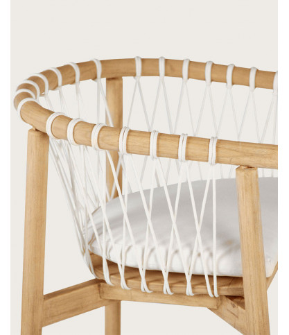 Tali - Solid teak and white rope bar stool