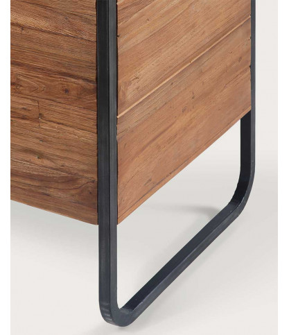 Azur - Kleiner Badezimmerschrank im Industriestil aus Teakholz und Metall, 70 cm