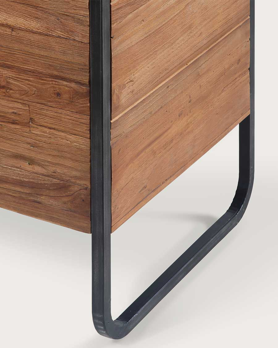 Azur - Kleiner Badezimmerschrank im Industriestil aus Teakholz und Metall, 70 cm