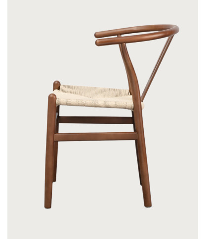 Zen - Silla de madera de haya lacada con asiento de cuerda de papel