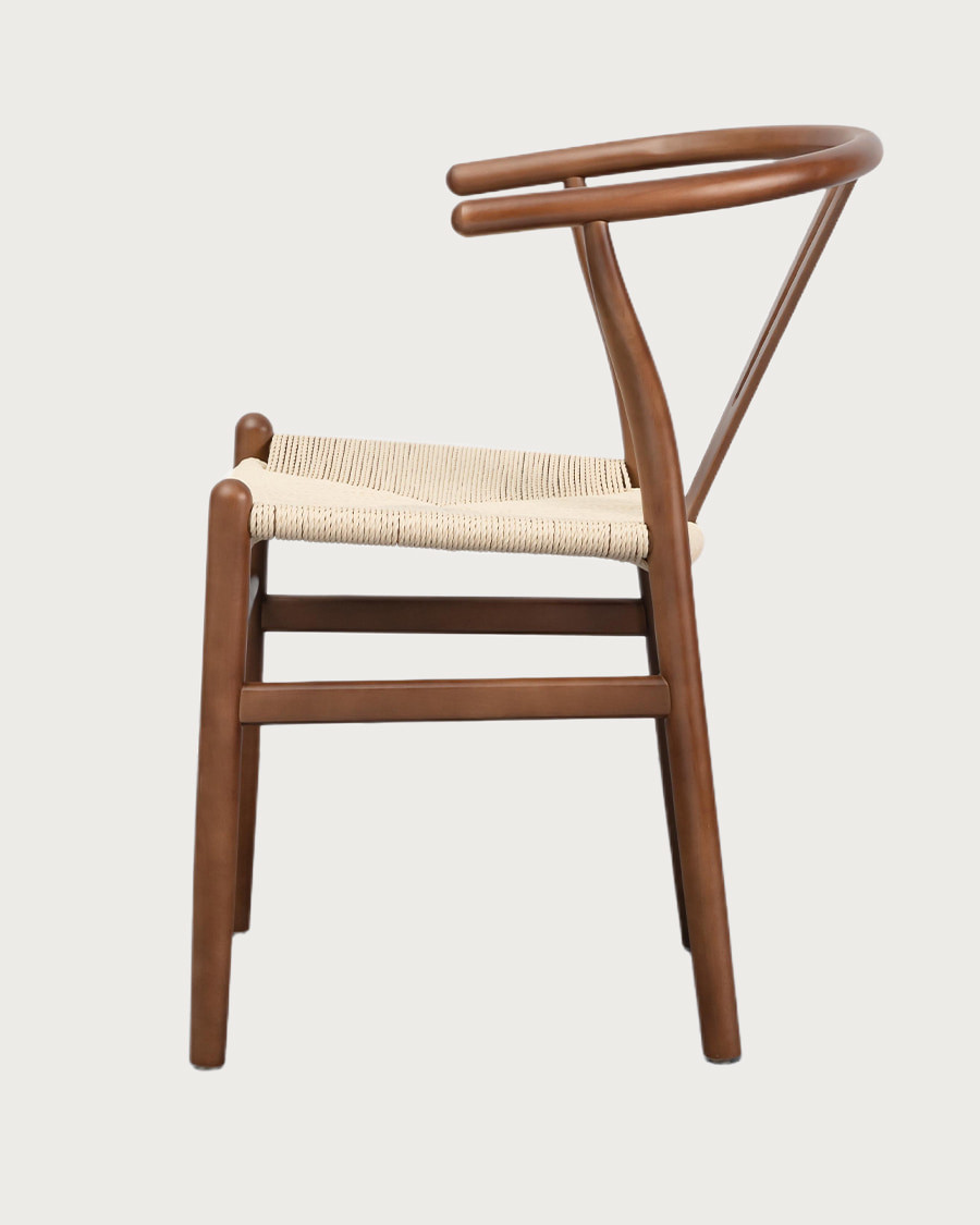 Zen - Chaise en bois de hêtre laqué et assise en corde de papier
