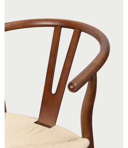 Zen - Chaise en bois de hêtre laqué et assise en corde de papier