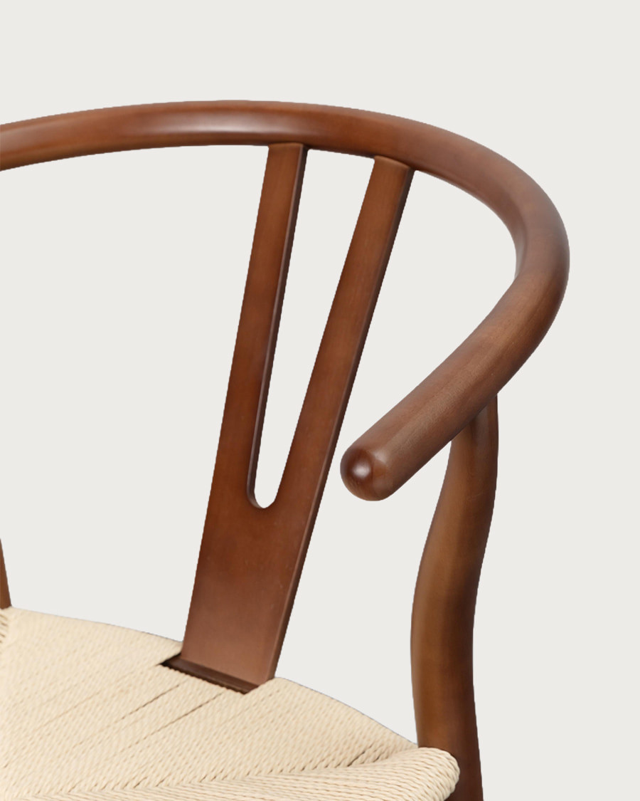 Zen - Silla de madera de haya lacada con asiento de cuerda de papel