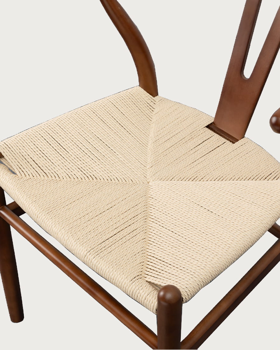 Zen - Chaise en bois de hêtre laqué et assise en corde de papier