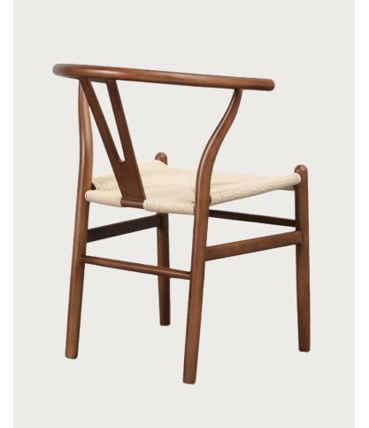 Zen - Chaise en bois de hêtre laqué et assise en corde de papier