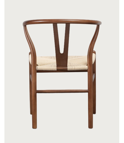 Zen - Chaise en bois de hêtre laqué et assise en corde de papier