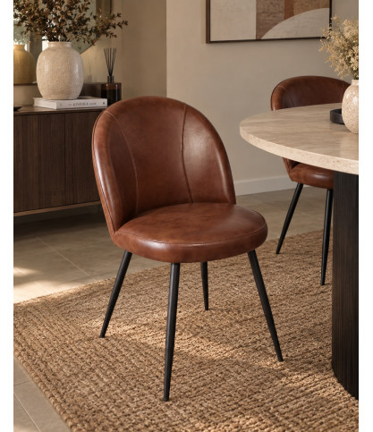 Moka - Chaise en cuir marron