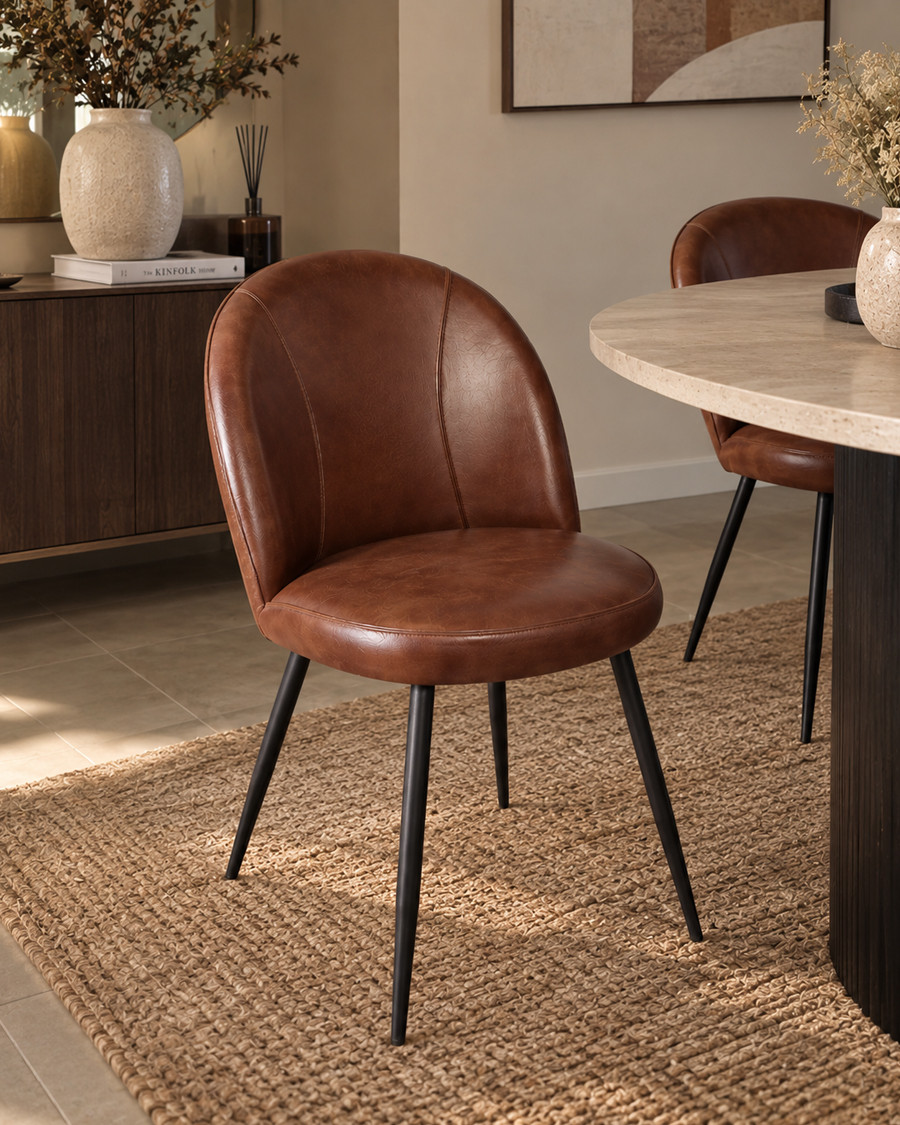 Moka - Chaise en cuir marron