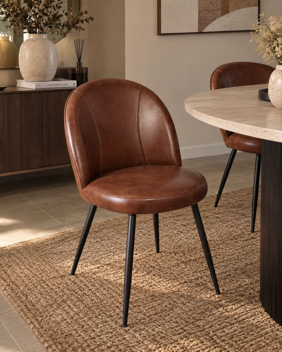 Moka - Chaise en cuir marron