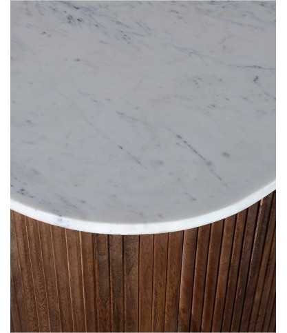 Céline - Sideboard aus Massivholz mit weißer Marmorplatte, 145 cm