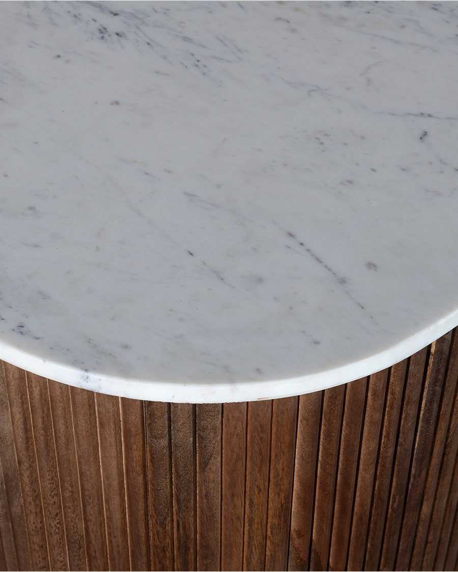 Céline - Credenza in legno massello con piano in marmo bianco, 145 cm