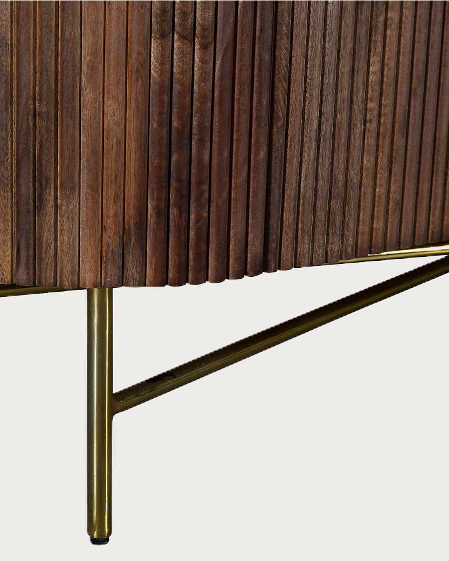 Céline - Sideboard aus Massivholz mit weißer Marmorplatte, 145 cm