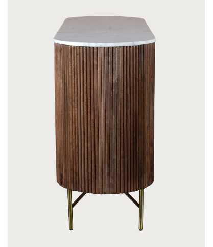 Céline - Enfilade en bois massif avec plateau en marbre blanc 145 cm