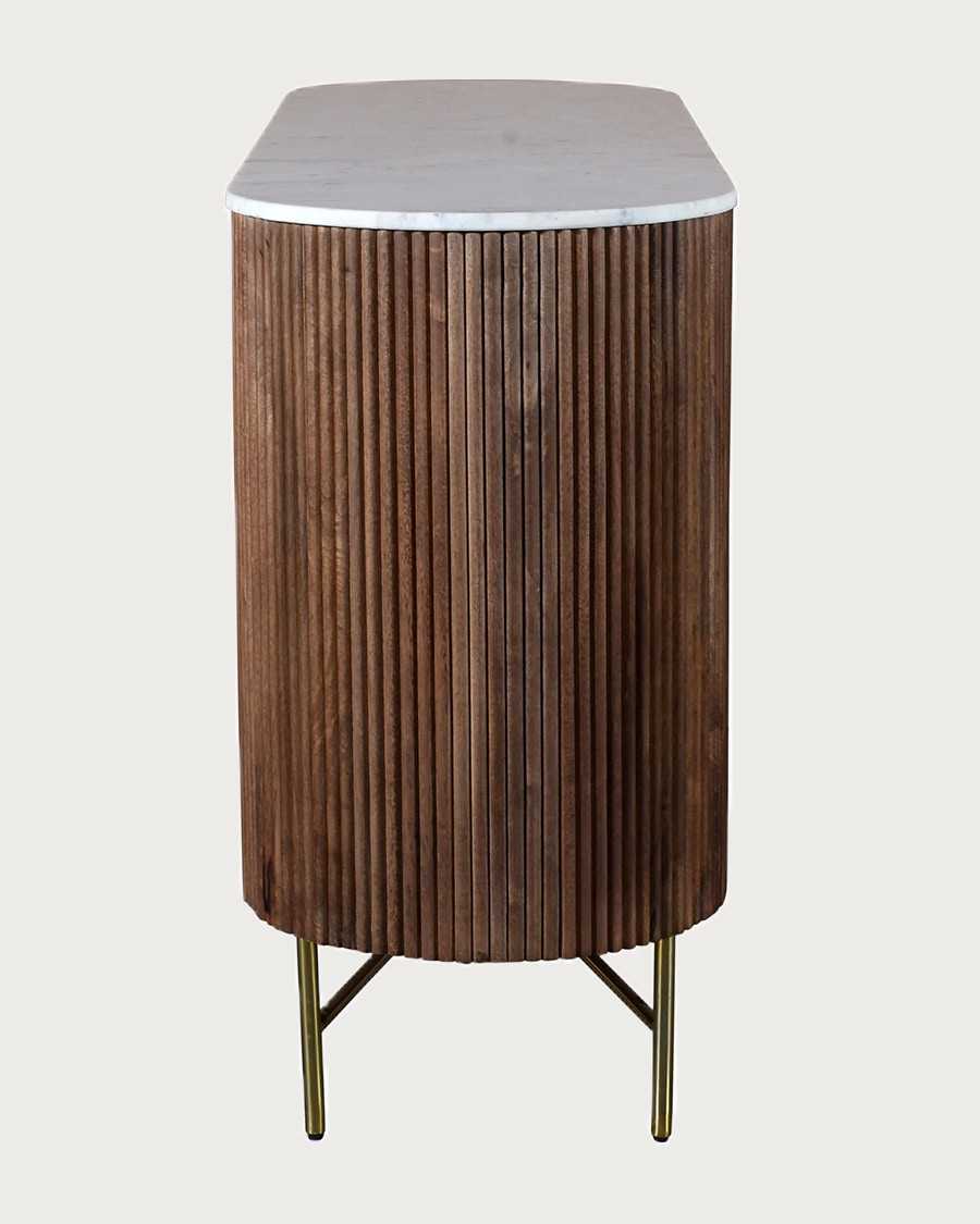 Céline - Dressoir van massief hout met blad van wit marmer, 145 cm