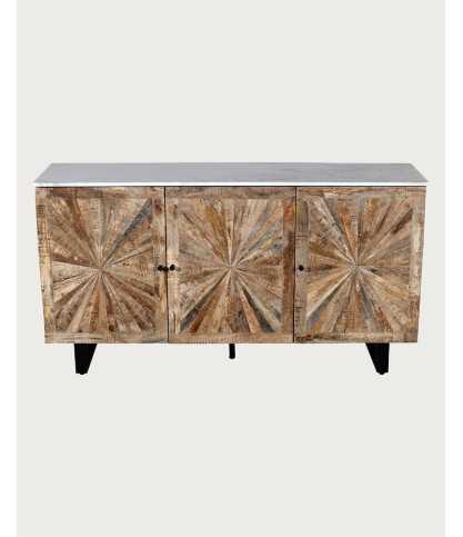 Sunet - Solid wood and white marble sideboard, 160 cm