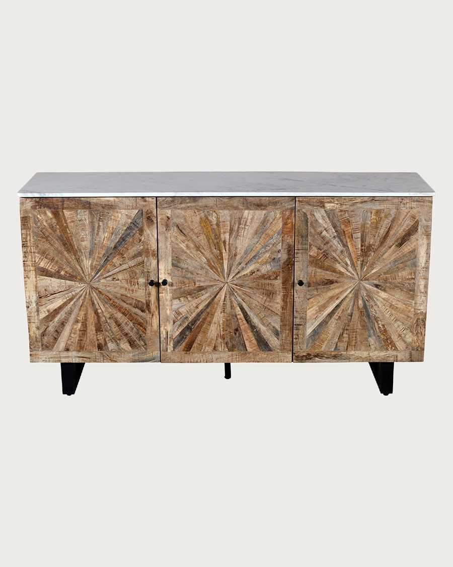 Sunet - Solid wood and white marble sideboard, 160 cm