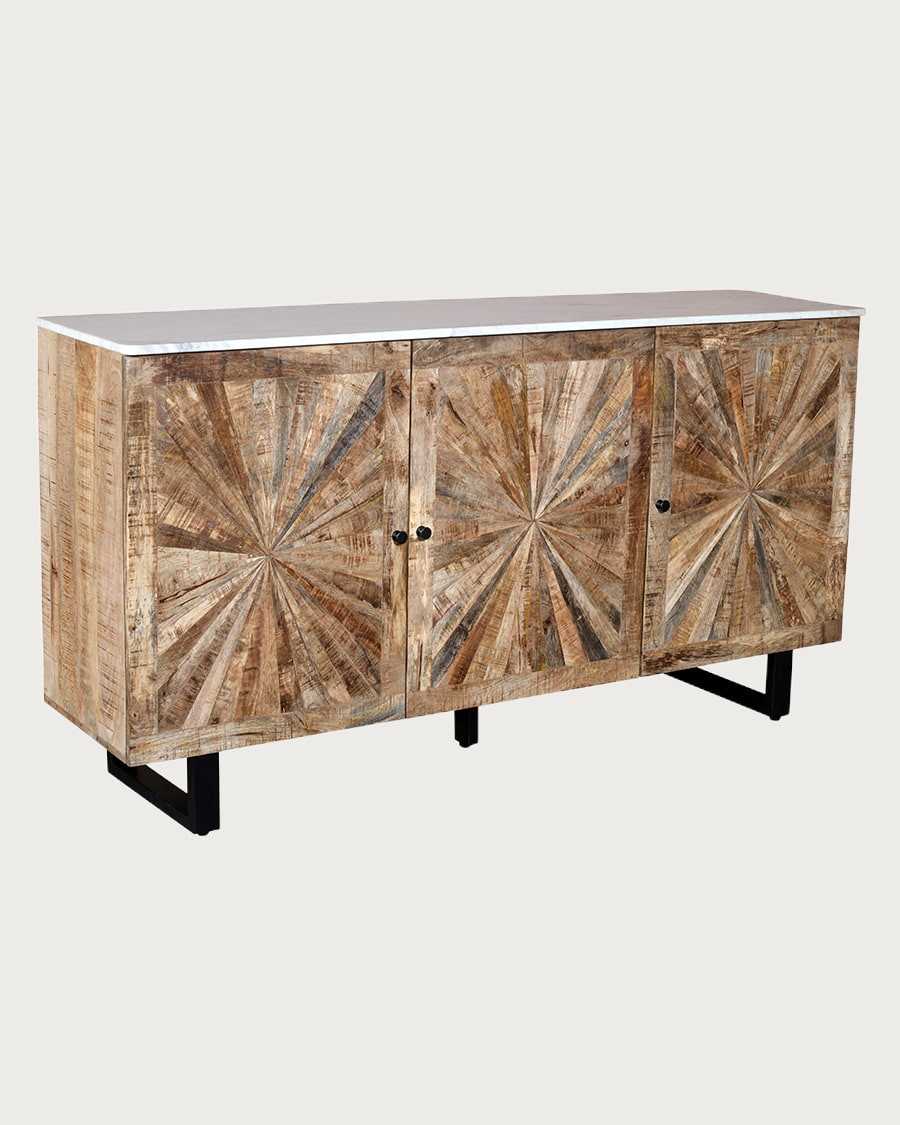 Sunet - Solid wood and white marble sideboard, 160 cm