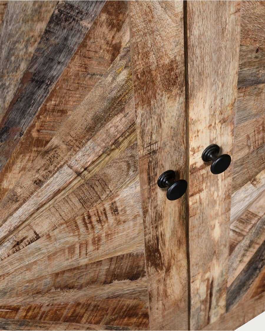 Sunet - Buffet en bois massif et marbre blanc 160 cm