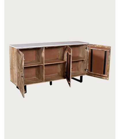 Sunet - Solid wood and white marble sideboard, 160 cm
