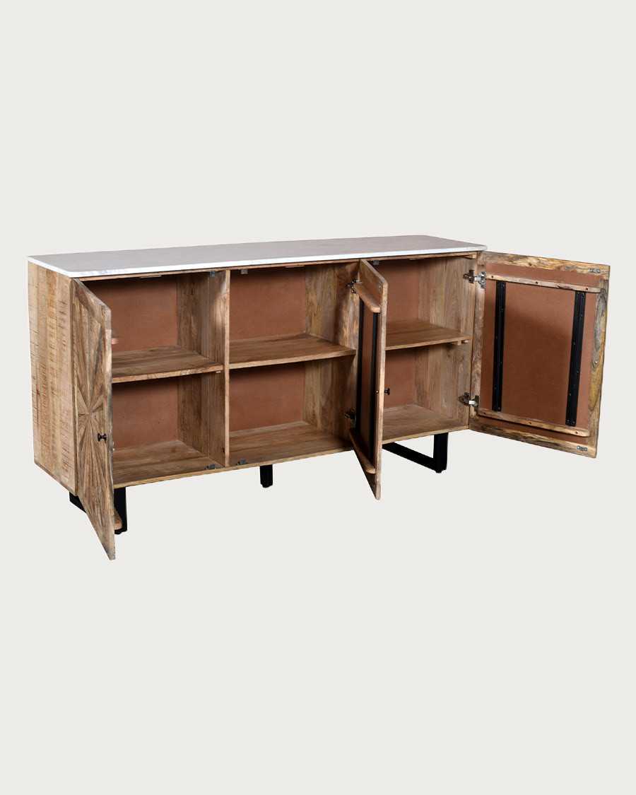 Sunet - Solid wood and white marble sideboard, 160 cm