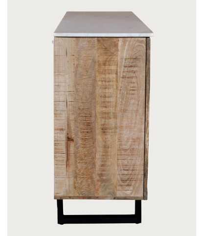 Sunet - Sideboard aus Massivholz und weißem Marmor, 160 cm