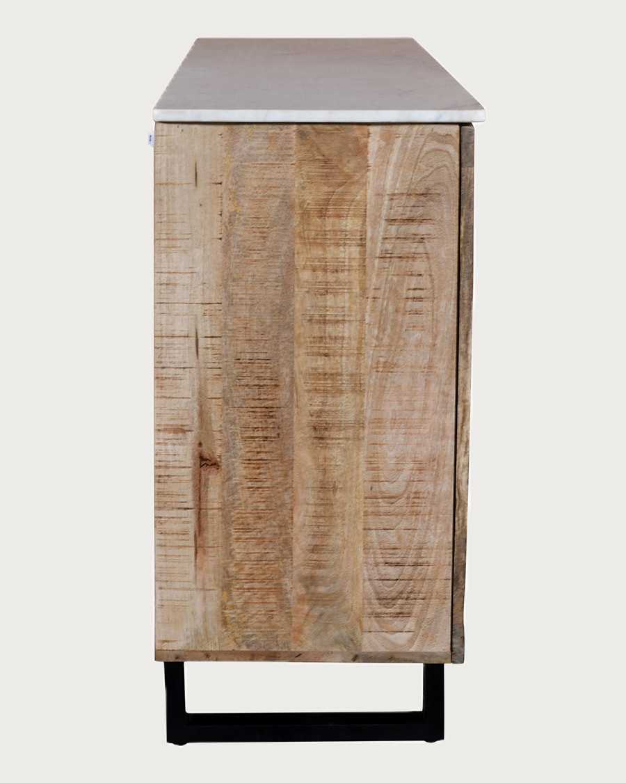 Sunet - Dressoir van massief hout en wit marmer, 160 cm