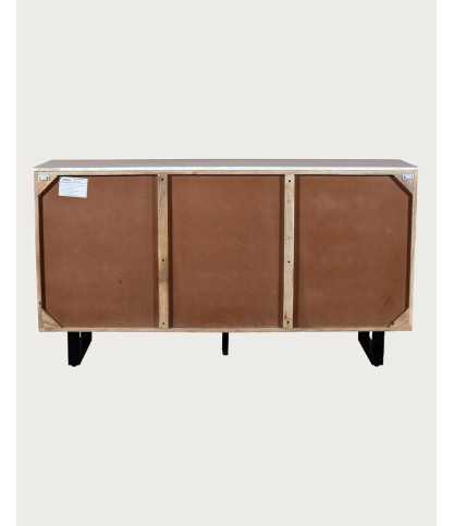 Sunet - Dressoir van massief hout en wit marmer, 160 cm