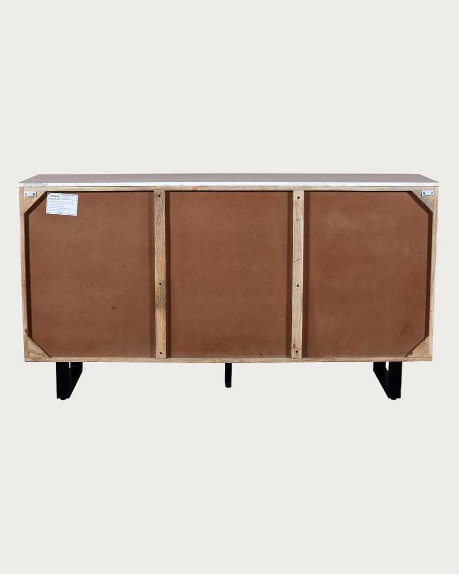 Sunet - Sideboard aus Massivholz und weißem Marmor, 160 cm